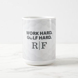 Arbeta Hårt Golf Hårt Monogram Initial Retro Stil Kaffemugg