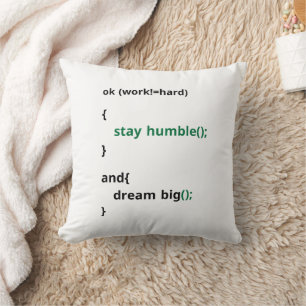 Arbeta hårt, håll dig ödmjuk, Dream Big Motivation Kudde