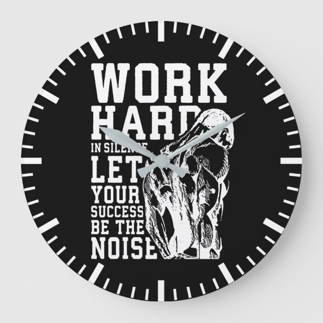 Arbeta hårt i tysthet - Gym, Workout, Bodybuilding Stor Klocka (Framsida)
