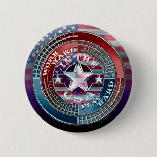 Arbeta hårt i USA-knappen Knapp