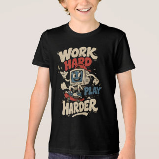 Arbeta hårt Lek hårdare Retro 90-tal Skridsko Dato T Shirt