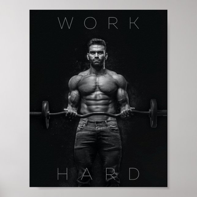 Arbeta hårt | Motiveringell Gym Poster (Framsidan)