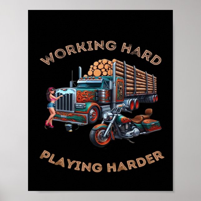Arbeta hårt och hårt - spela så hårt poster (Framsidan)