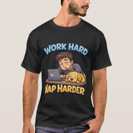 Arbeta hårt, sov ännu hårdare Hund Rolig Motiveran T Shirt