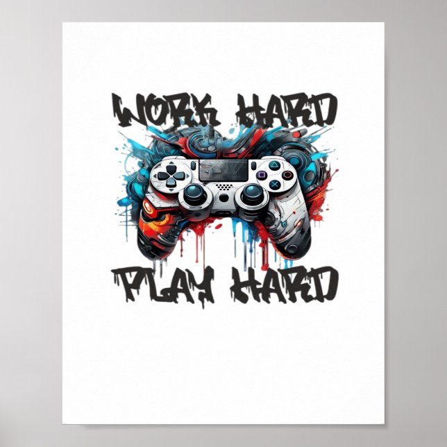 Arbeta hårt, spela så hårt - arbetsdag poster (Framsidan)