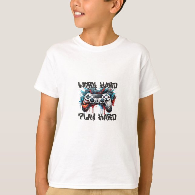Arbeta hårt, spela så hårt - arbetsdag t shirt (Framsida)
