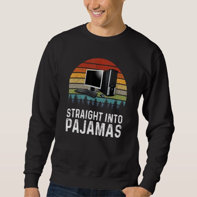 Arbeta Hemifrån Rakt In I Pyjamas Virtuell Anställ Lång Ärmad Tröja (Framsida)