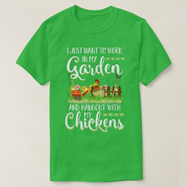 Arbeta i min Garden Hangout med mina kycklingar Ga T Shirt (Design framsida)