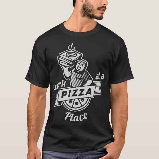 Arbeta i Pizza Ställe T Shirt (Framsida)