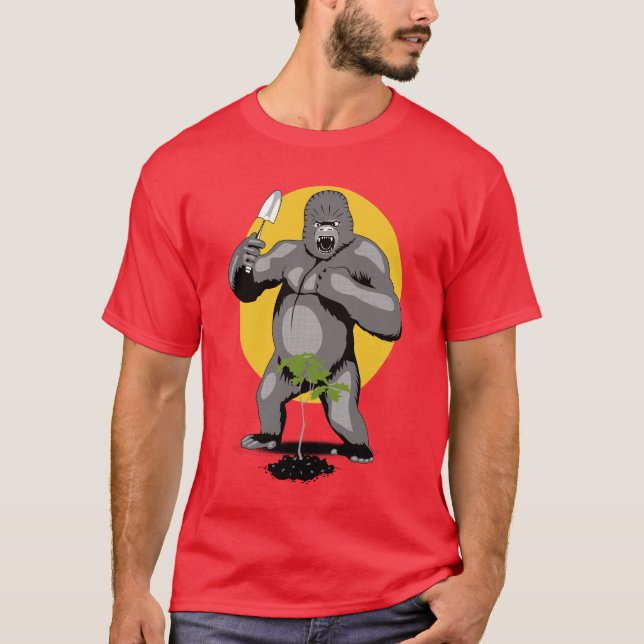 Arbeta i trädgården för gorilla t shirt (Framsida)