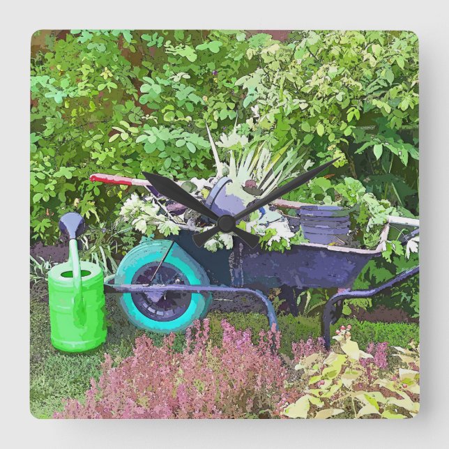 ARBETA I TRÄDGÅRDEN FYRKANTIG KLOCKA (Framsida)