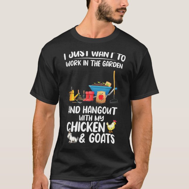 Arbeta i trädgården med hönsgetter getter t shirt (Framsida)