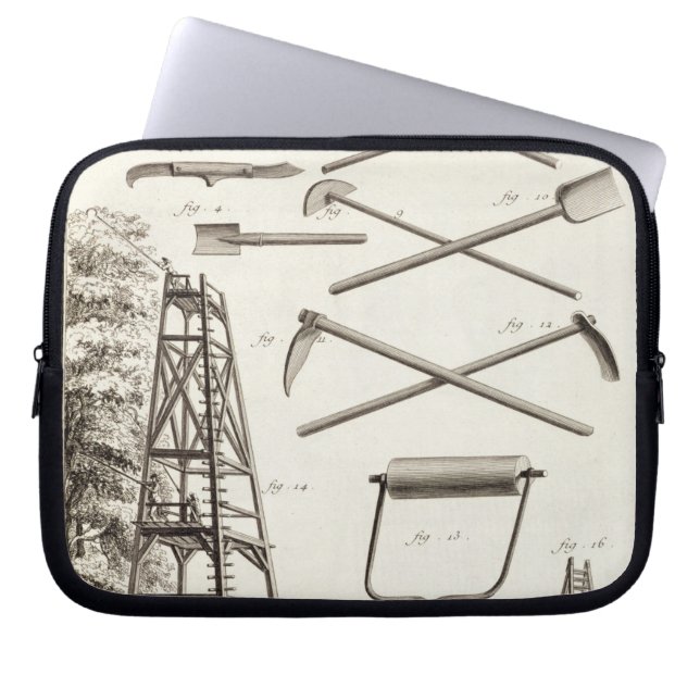 Arbeta i trädgården verktyg och en mobil beskära laptop sleeve (Framsidan)