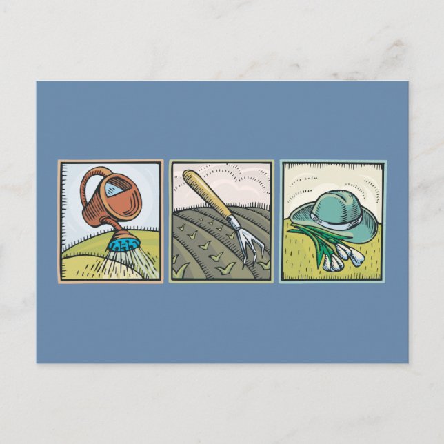 Arbeta i trädgården vykort (Framsida)