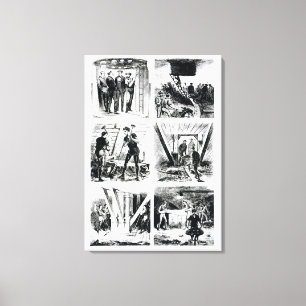 Arbeta inuti saxarna, bygga Brooklyn Bri Canvastryck