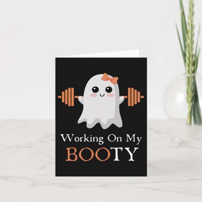 Arbeta med min Booty Boo-ty Funny Halloween Gym Gh Kort (Framsida)