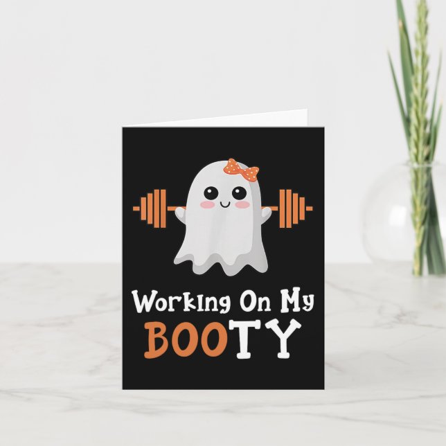 Arbeta med min Booty Boo-Ty Funny Halloween Gym Gh Kort (Framsida)