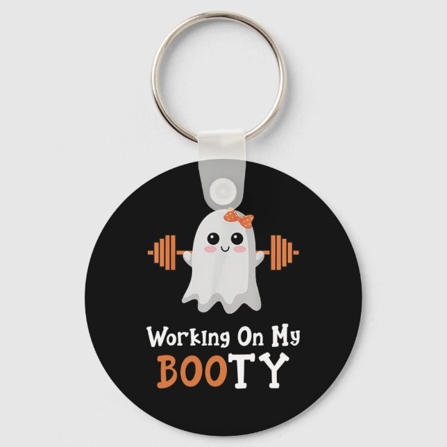 Arbeta med min Booty Boo-Ty Funny Halloween Gym Gh Nyckelring (Framsida)