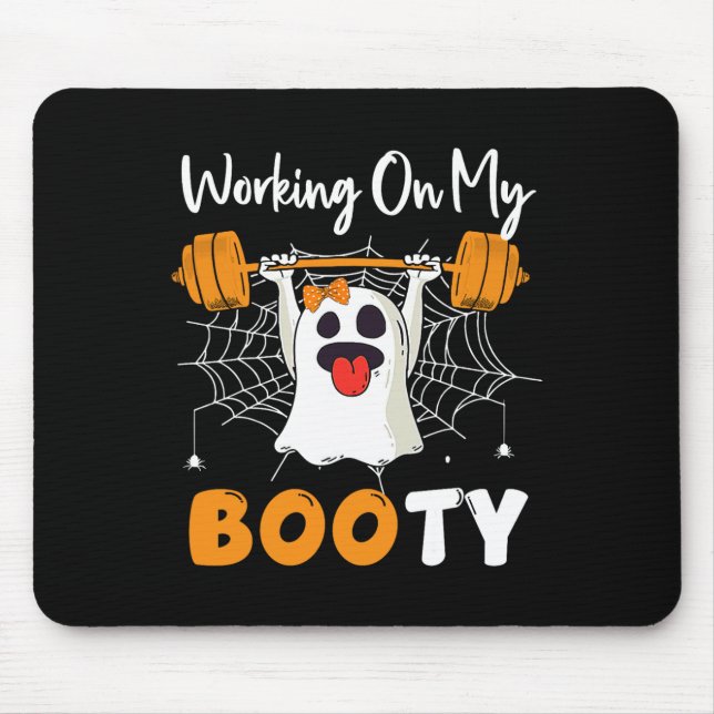 Arbeta med min Booty Ghost Boo Gym Halloween Funny Musmatta (Framsidan)