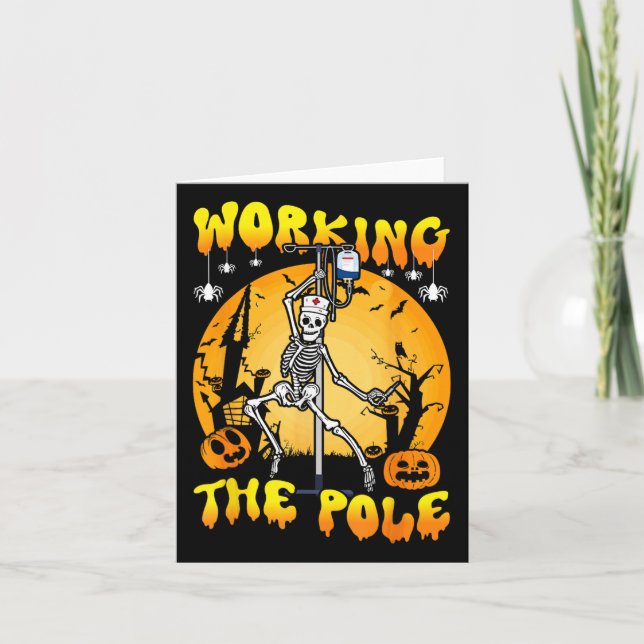 Arbeta med polen Nurse Halloween Funny Skeleton Nu Kort (Framsida)