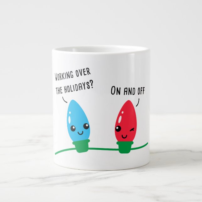 Arbeta över Helgdagarna Den vackra julen Ljus   Jumbo Mugg (Framsidan)