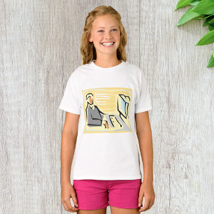 Arbeta på en dator - flickor T-Shirt