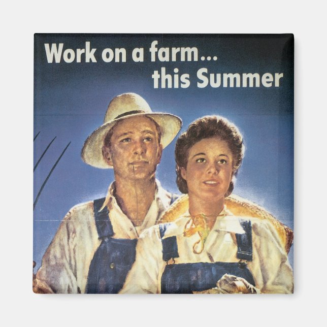 Arbeta på en gård i sommar magnet (Framsidan)