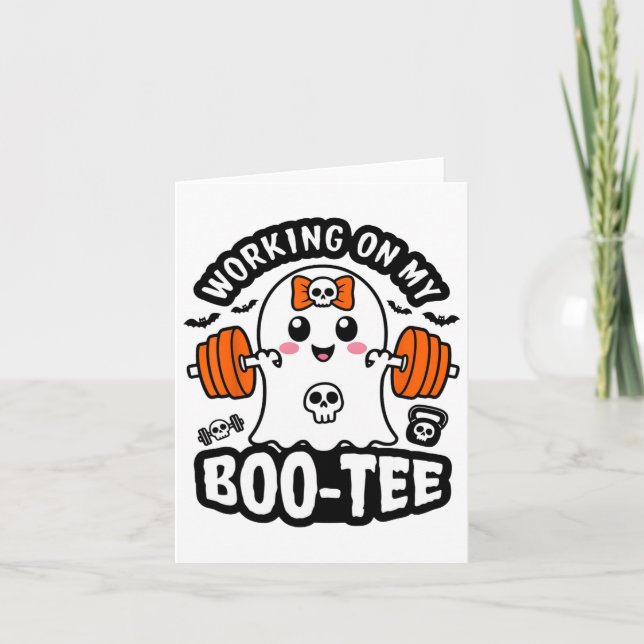 Arbeta på min Boo Tee Halloween Dead Hiss Ghost Gy Kort (Framsida)