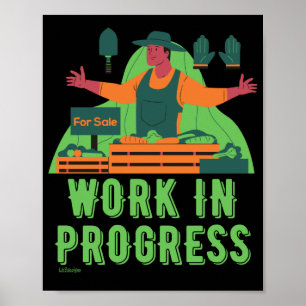 ARBETA PÅ PROGRESS-marknaden för lustiga jordbruka Poster