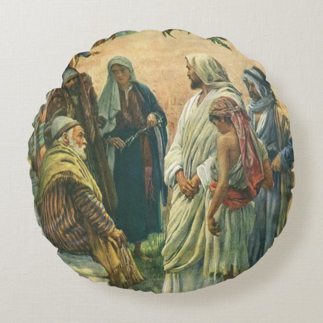 Arbeta på sabbaten, gammal religion rund kudde (Framsidan)