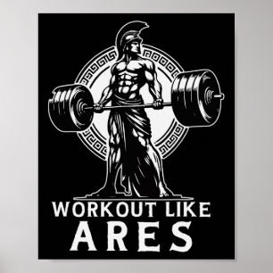 Arbeta som Ares Grekiska Gud Bodybuilding Fitness Poster