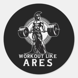Arbeta som Ares Grekiska Gud Bodybuilding Fitness Runt Klistermärke