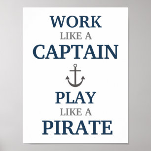Arbeta Som En Kapten Nautisk Barnkammartryck Poster