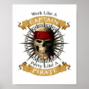 Arbeta som en kapten Party som en Pirat Skull Joll Poster