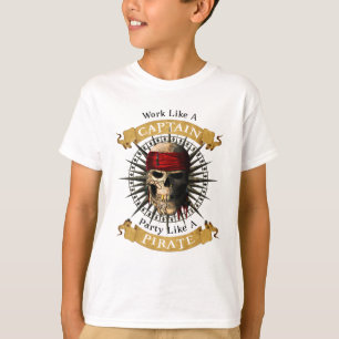 Arbeta som en kapten Party som en Pirat Skull Joll T Shirt