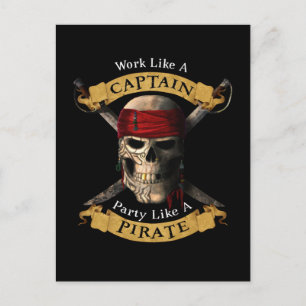 Arbeta som en kapten Party som en Pirat Skull Joll Vykort