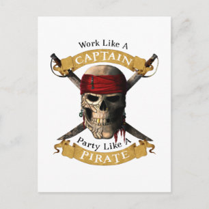 Arbeta som en kapten Party som en Pirat Skull Joll Vykort