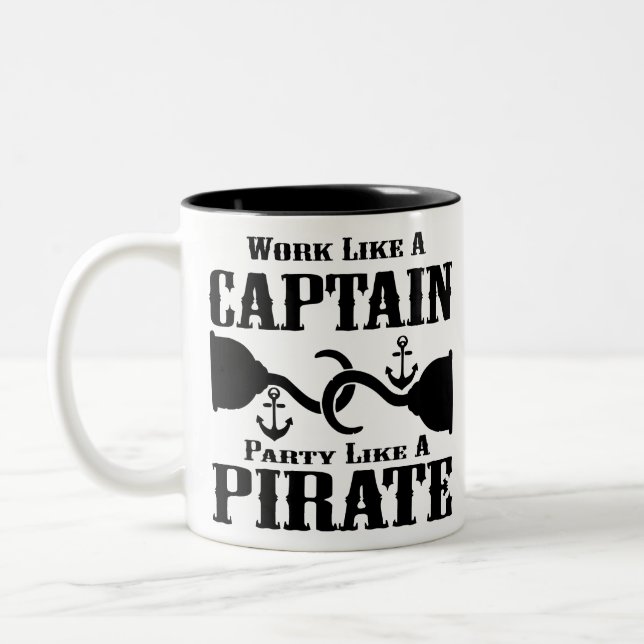 Arbeta som en kapten Party som ett Pirat # Två-Tonad Mugg (Vänster)