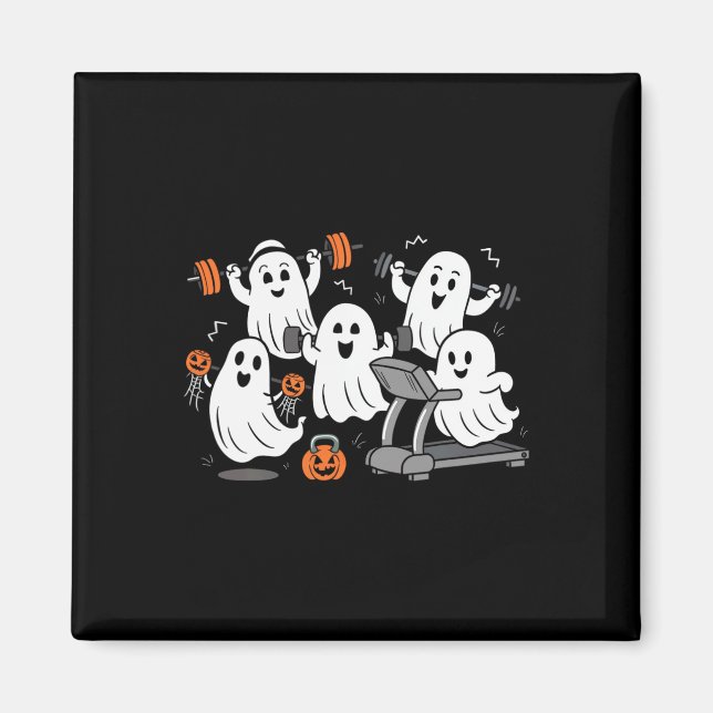 Arbeta ut Ghost Gym Halloween Shirt Fitness Weig Magnet (Framsidan)