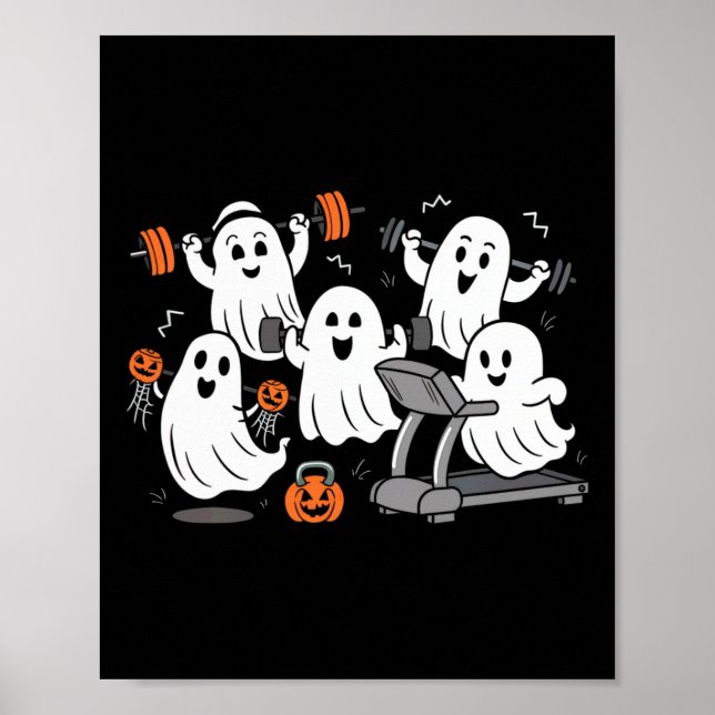 Arbeta ut Ghost Gym Halloween Shirt Fitness Weig Poster (Framsidan)