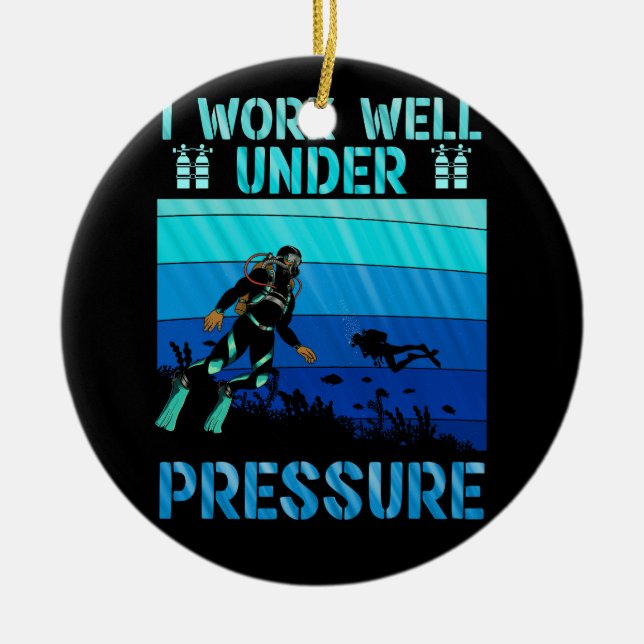 Arbeta väl under Dykan Havsdykare Julgransprydnad Keramik (Framsidan)