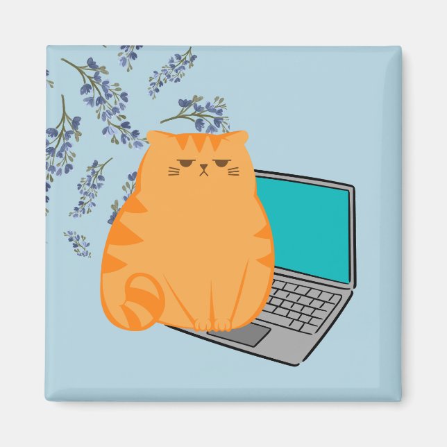 Arbetande orange katt magnet (Framsidan)