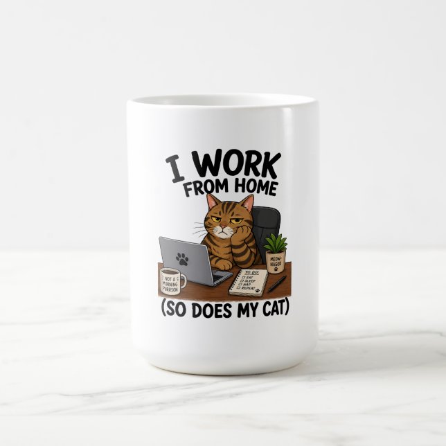 Arbetar Hemifrån Katt  Kaffemugg (Center)