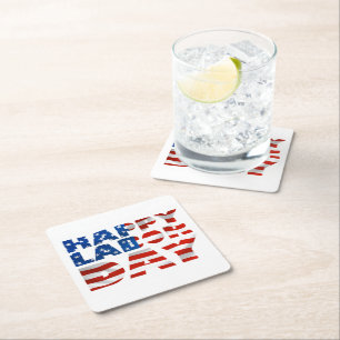 Arbetardagen i USA Lycklig i Flagga Underlägg Papper Kvadrat