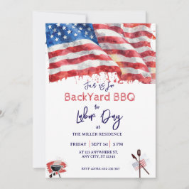 Arbetardagen Röd Vit Blå USA Grillfest Inbjudningar