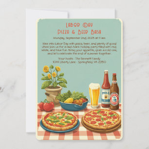 Arbetardagens pizza- och ölinbjudan – Patriotisk   Inbjudningar