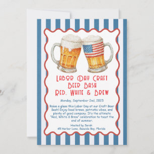 Arbetardags Craft Beer Bash – Röd, Vit, brygd Inbjudningar