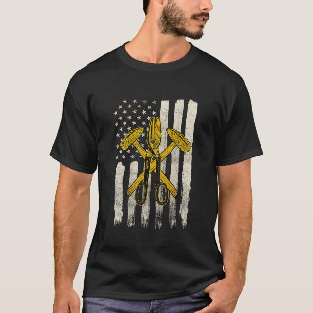 Arbetare i lakan Metall ger sken av skjortan desig T Shirt (Framsida)