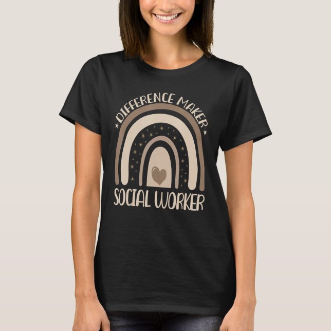 Arbetare i social är Differentieringsmaker Rainbow T Shirt (Framsida)