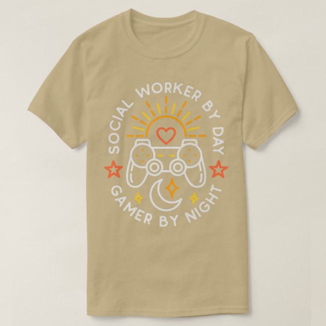 Arbetare i social efter dagspelare efter natt för  t shirt (Design framsida)